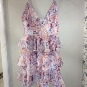 Fanco pastel floral ruffle dresss